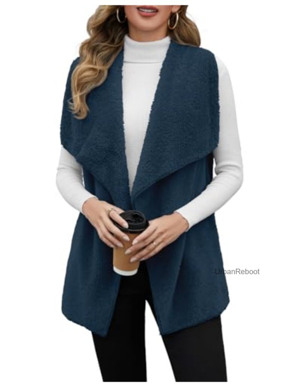 Women's Fuzzy Fleece Sherpa Vest Sleeveless Open Front Winter Outerwear with